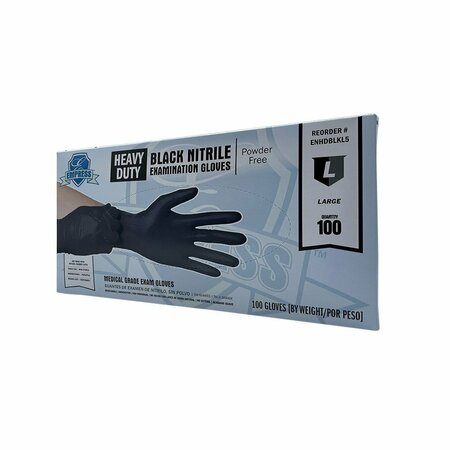 EMPRESS Heavy Duty Nitrile Glove Large, Black, 5 mil Exam Grade, 100PK ENHDBLKL5